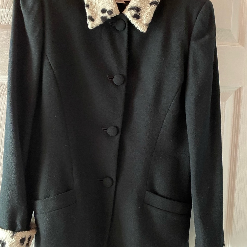 Liz Claiborne Black Blazer with Patterned Collar